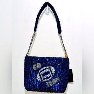 NWT MADE IN INDIA Beaded‎ “Go Team” Football Bag